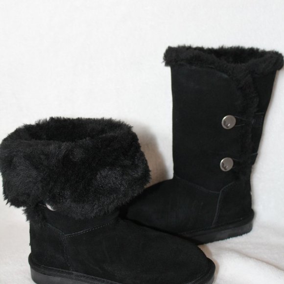 UGG KOOLABURRA GIRL'S‎ TALL SUEDE BOOTS BLACK - Picture 8 of 9